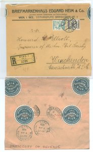 Austria 322/316 Registered 1928 cover Wien to USA, 1 shilling (100 groschen) fee paid with 80 groschen (322) and 20 groschen (31