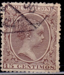 Spain, 1889, King Alfonso XII, 15c, sc#261, used