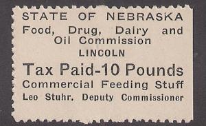 NEBRASKA: Commercial Feeding Stuff Stamp 10 pounds SE at R M