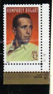 #3152 MNH plate # single 32c Humphrey Bogart 1997 Issue