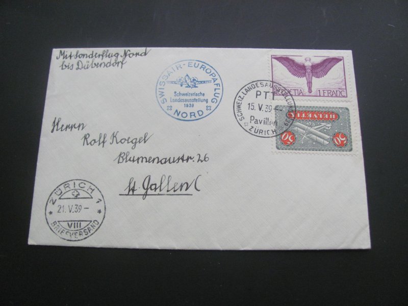 SWITZERLAND 1935 AIR MAIL CARD XF (260)