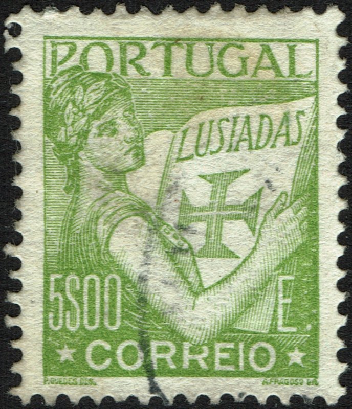 Portugal #519  Used - 5e yel-grn Portugal and Lusiads (1931)