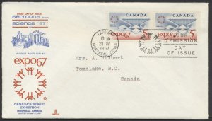 1967 #469 EXPO'67 FDC Pair Capital Cachet Montreal
