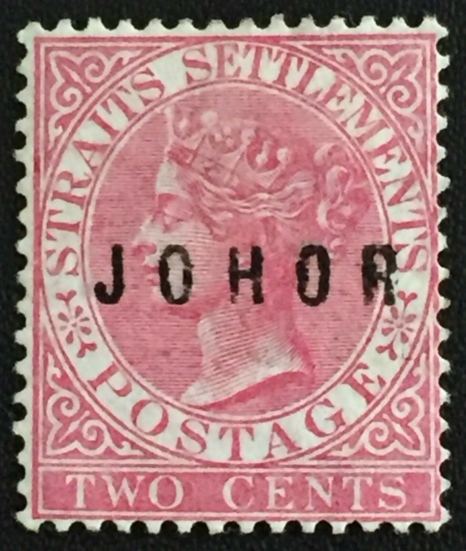  Malaya 1886 JOHOR opt Straits Settlements QV 2c MH SG#9 M3000