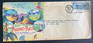 1938 San Juan Puerto Rico Tourism Advertising Cover To St Louis MO Usa