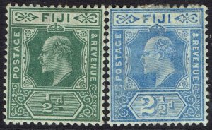 FIJI 1906 KEVII ½D AND 2½D WMK MULTI CROWN CA