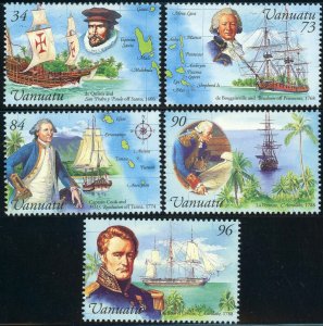 Vanuatu #733-737 Early Explorers Postage Stamps Boats Ships Topical 1999 Mint LH