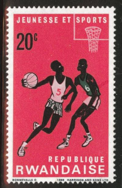 RWANDA Scott 165 MH* Basketball stamp