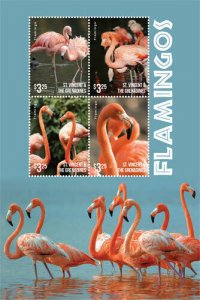 St. Vincent 2015 - Flamingos, Bird, Animal, Fauna - Sheet of 4 Stamps - MNH
