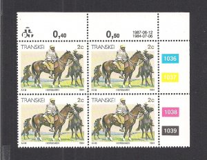 SOUTH AFRICA - TRANSKEI SC# 130  CONTROL BKS/4  #1036-39   FVF/MNH 1987