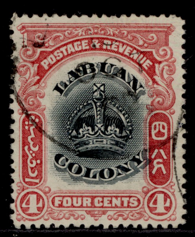 NORTH BORNEO - Labuan EDVII SG120a, 4c black & carmine, FINE USED. Cat £19. 