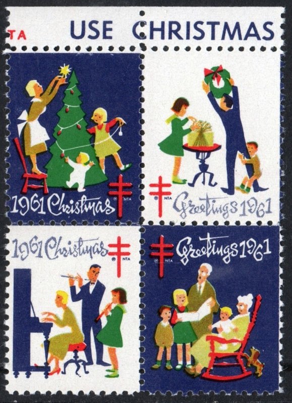 WX209 Christmas Seal Block of Four (1961) MNH