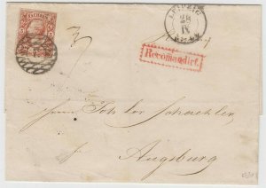 GERMANY SAXONY 1857 Sc 13b ON LETTER SHEET 2, LEIPZIG & RECOMANDIRT €750+  