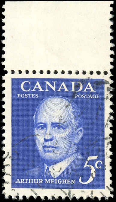 Canada #393 VF Used - 1961 5¢ Arthur Meighen Margin Single-Nice & Sound