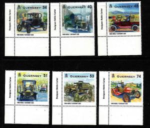 Guernsey-Sc#998-1003-unused NH set-Antique Cars '08-