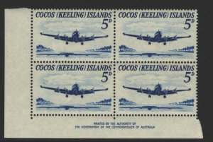 Cocos Islands Sc#2 MNH Imprint Block of 4