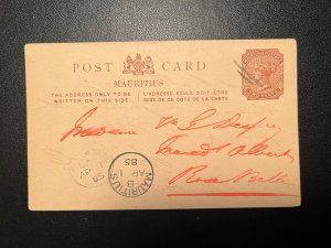 1895 British Mauritius Postcard Cover to Mared Albert Rose Belle