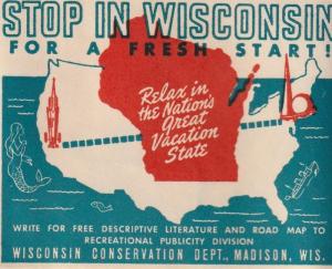 Great Stop in Wisconsin for a Fresh Start, Madison,US Large Poster Stamp.C1930's