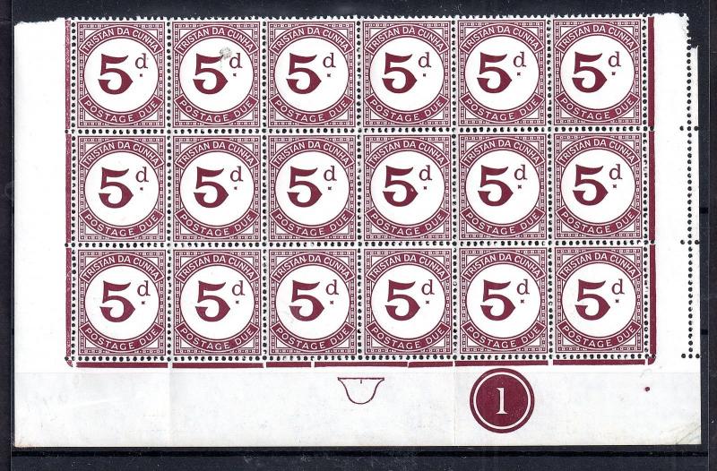 Tristan Da Cunha 1957 5d Postage Due MNH block D5 WS4639