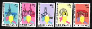 Suriname-Sc#B256-60-unused NH semi-postal set-Easter-1979-