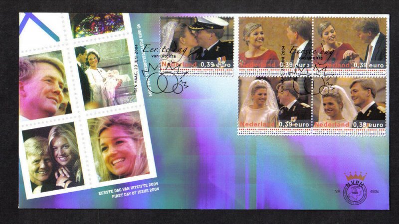 Netherlands #1174a-e FDC 2004 nr 493c Royal Family (III) 1of 2 envelopes