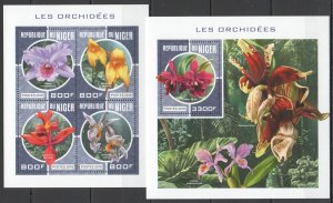 HM1810 2018 NIGER ORCHIDS FLORA FLOWERS #5618-1+BL825 MNH