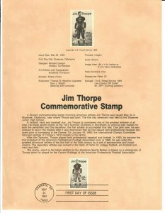 SP28  Jim Thorpe  F.D.C. 1984 Stamp Commemorative