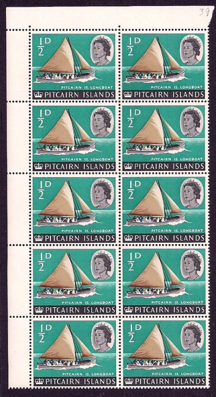 PITCAIRN ISLANDS Sc#39 Block of 10 MINT NEVER HINGED