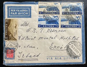 1939 Addis Ababa Ethiopia Airmail Cover To Ennis Ireland By Ala Littoria