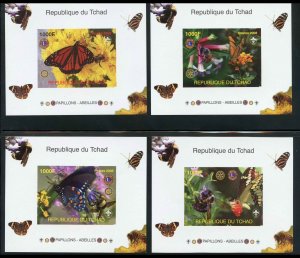 Chad  MNH Butterfly and Bees Imperf Souvenir Sheet Set from 2008