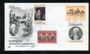 US 1726 Articles of Confederation UA ArtCraft cachet FDC Combo