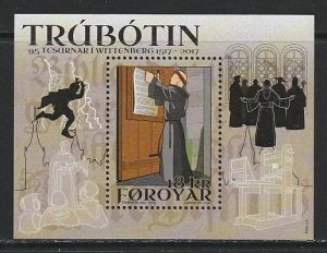 2017 Faroe Islands - Sc 693a - MNH VF - Souvenir Sheet - Martin Luther