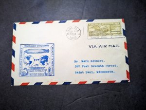 1933 USA LZ 127 Graf Zeppelin Airmail Cover Miami FL to Saint Paul MN