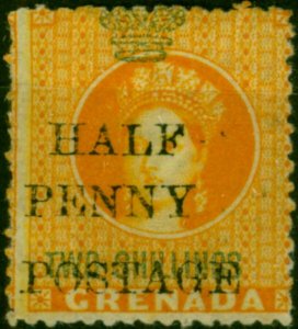 Grenada 1889 1/2d on 2s Orange SG43 Fine MM (2)