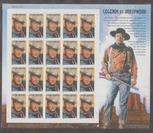 U.S. Scott #3876 John Wayne Stamps - Mint NH Sheet - Upper Left Plate