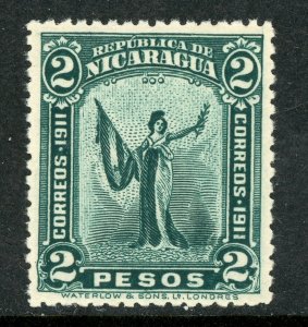 Nicaragua 1913 Liberty 2P Blue Green Sc 308 Mint Non Hinged W753