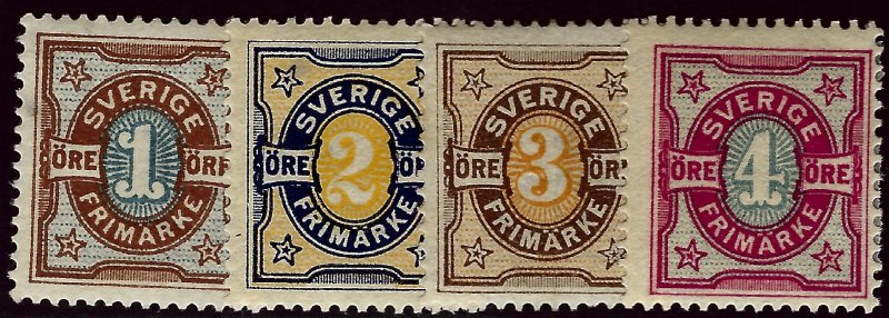 Sweden Vibrant & Attractive Sc #52-55 Mint F-VF...Fill a bargain spot!