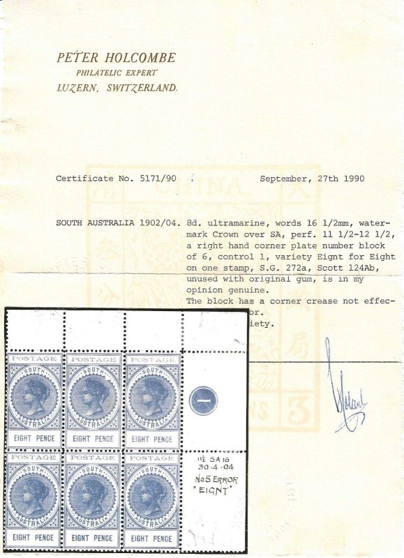 AUSTRALIA/SOUTH AUSTRALIA 1902/04 SG 272/272a MINT CERT
