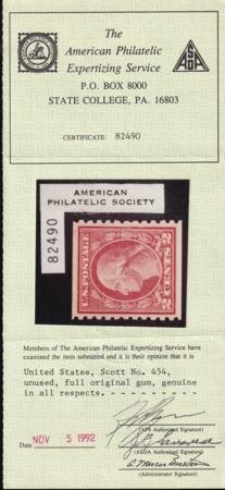US 454 Washington / Franklin Mint NH VF-XF APS Cert