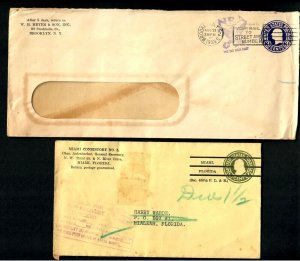 Lot4i (7) Stamped Envelopes 1930s Biplane  NRA Purple Hand Stamped Advts.