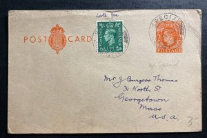 1938 Croydon Travel Post Office England Postcard Cover to Georgetown mA USA