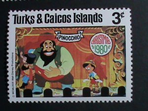 ​DISNEY-TURKS & CAICOS ISLAND STAMP-1980   DISNEY CHRISTMAS-PINOCCHIO