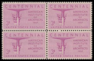 US 1089 American Institute of Architects 3c block 4 MNH 1957