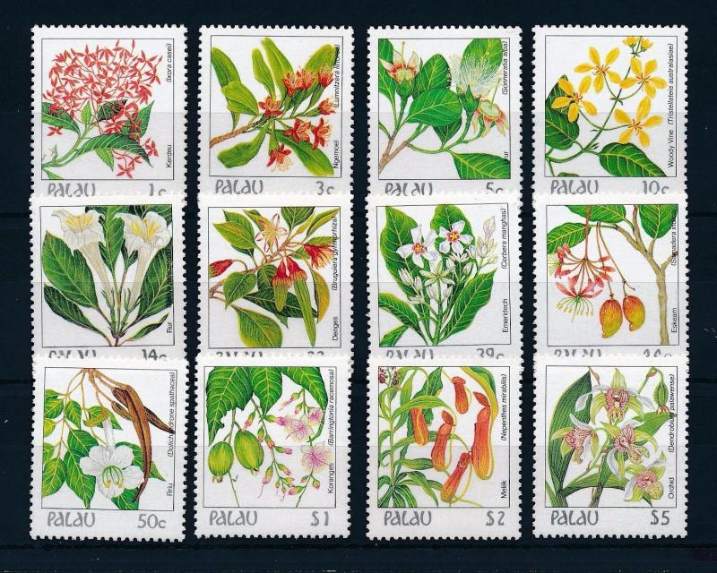 [56545] Palau 1987 Flowers 12 Values MNH