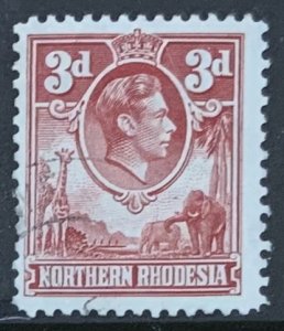 NORTHERN RHODESIA 1938 3d SCARLET USED SG35