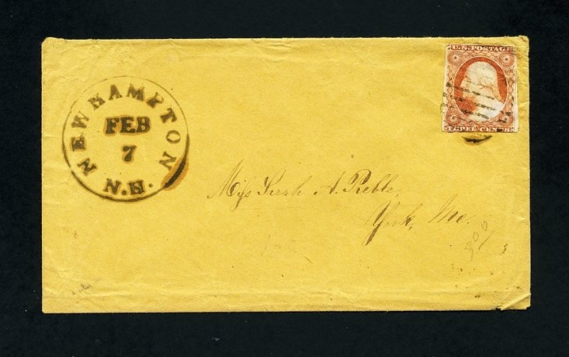 # 11 on cover from New Hampton, NH to York, ME dated 2-7-1850's