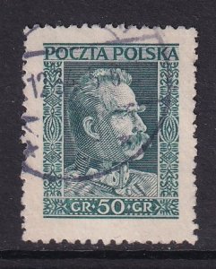 Poland    #254   used   1931  Marshal Pilsudski  50g  green