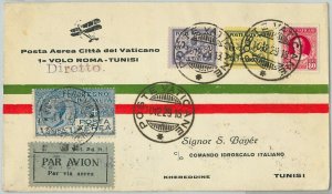60087 - VATICAN ITALY - POSTAL HISTORY - First Flight COVER: ROME - TUNISIA-