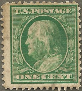 United States #331 1-cent Benjamin Franklin MDG (1908)