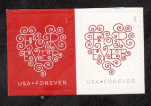 4955-6 Forever Hearts Horizontal Pair Mint/nh (Free Shipping)